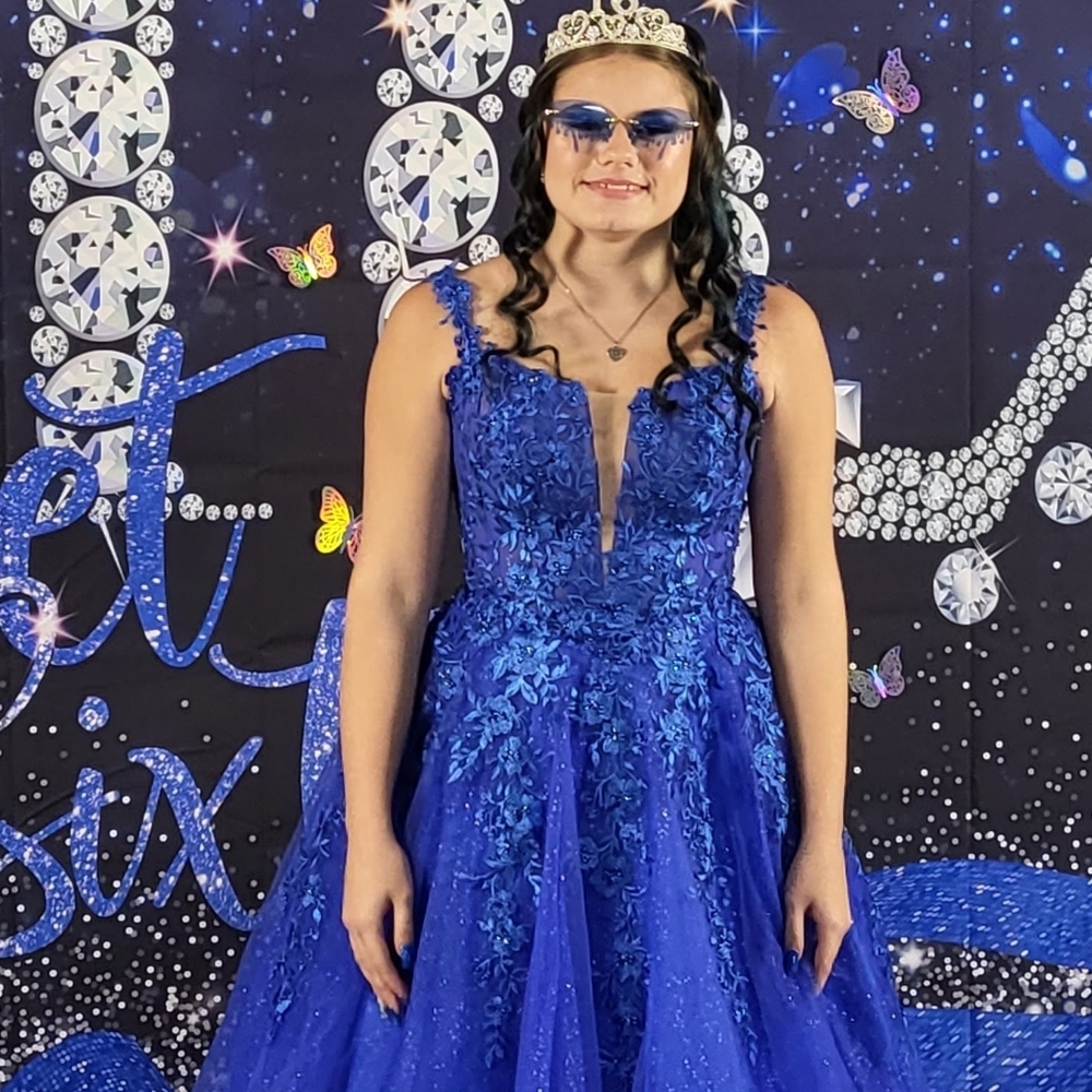 Elegant Blue Lace Gown
